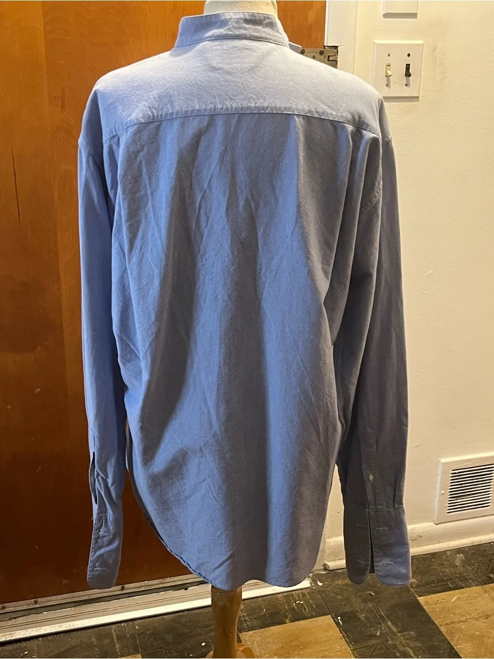 J.CREW Women's Long Sleeve Tuxedo Style Shirt Size L Blue Button Up